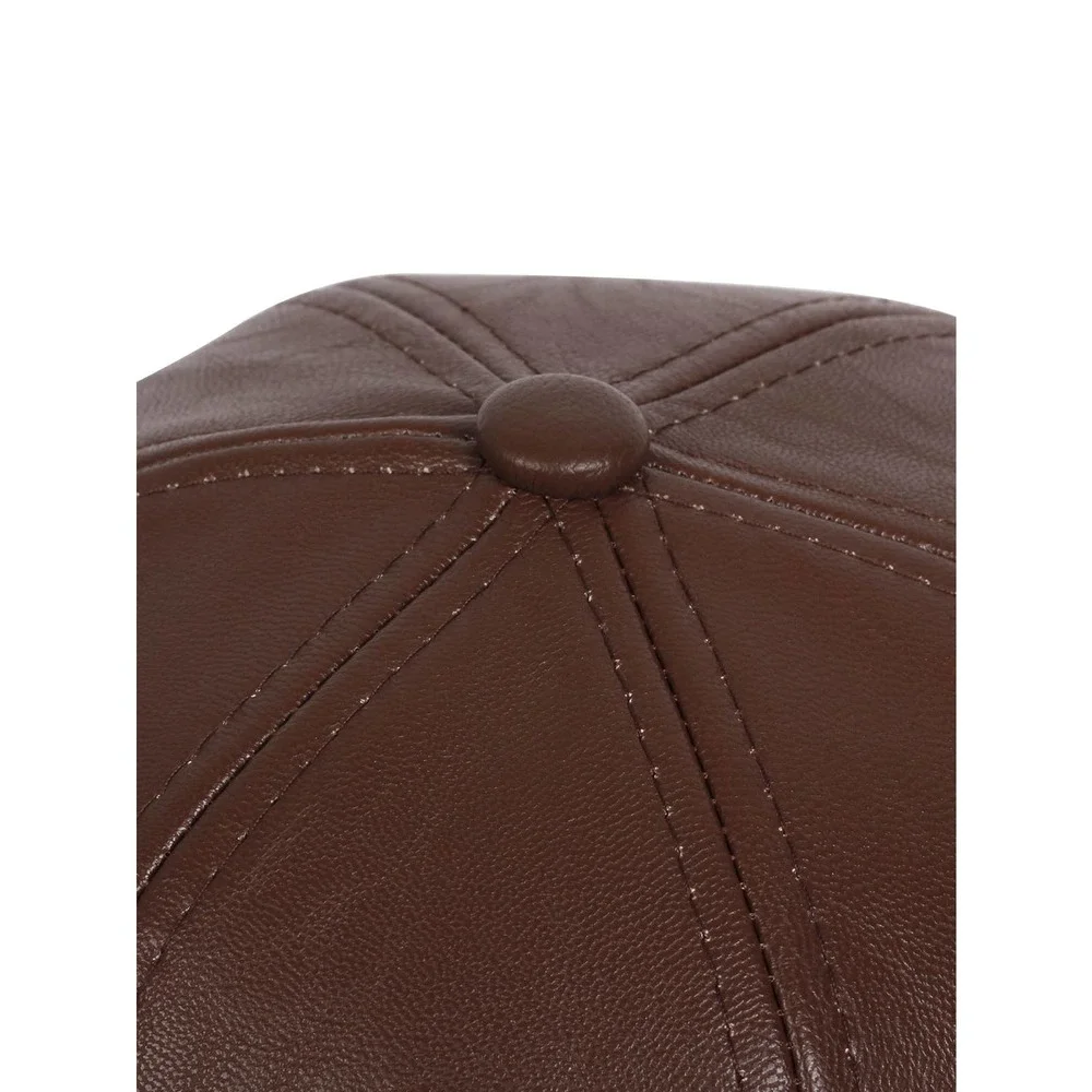 vegan leather Solid Baseball Cap hat black - Picture 5 of 6